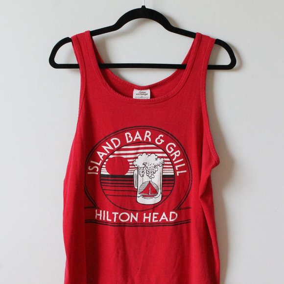80s Vintage Island Bar & Grill Hilton Head South Carolina Tank L - Cotton Exchan - Picture 2 of 3